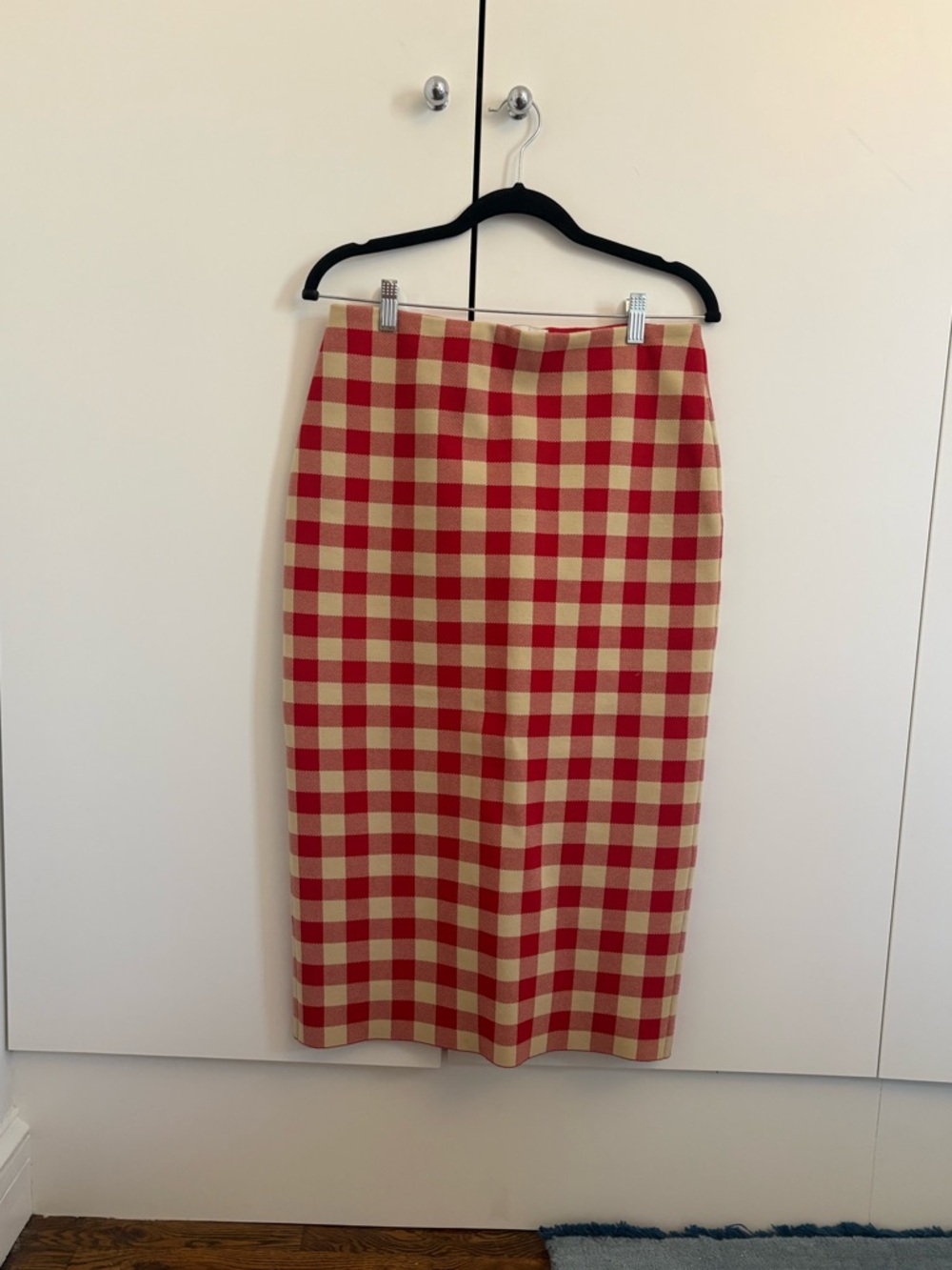 High Sport Red & Cream Gingham Pencil Skirt - Women